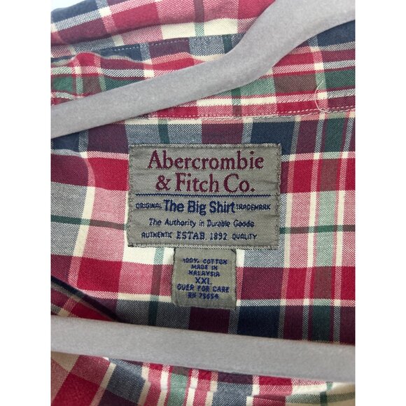 Vintage Abercrombie The Big Shirt Men's XXL Plaid Red Green Christmas Oversized - Picture 2 of 13